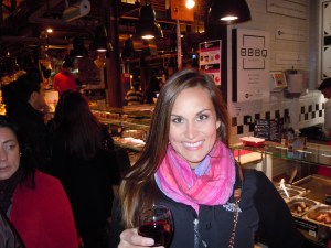 Drinking wine at Mercado San Miguel