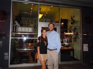 In front of the "pawn shop"