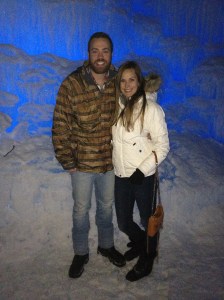 Alex and I exploring the Ice Castle