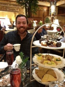 Alex and the delicious treats from our tea