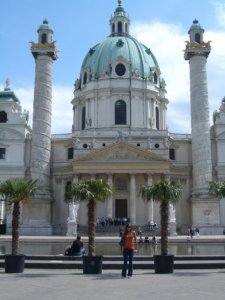 Me in front of Karlskirche (St. Charles's Church) in Vienna 6 years ago