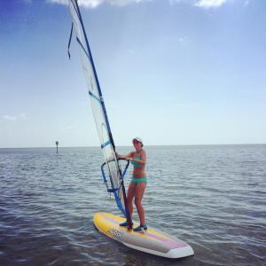 Me windsurfing in Florida. I'll have to try it in Aruba when we return!