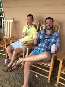 Alex and Max enjoying some ice cream on the front porch of Maple View Farm Country Store