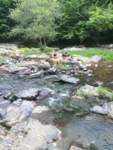 Rock climbing across the river