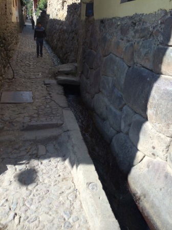 An old drain from Incan times in the city of Ollantaytambo