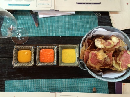 Delicious Peruvian chips and sauces
