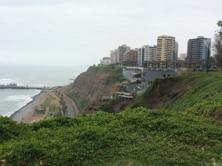 View of Larcomar (built into the cliffs)