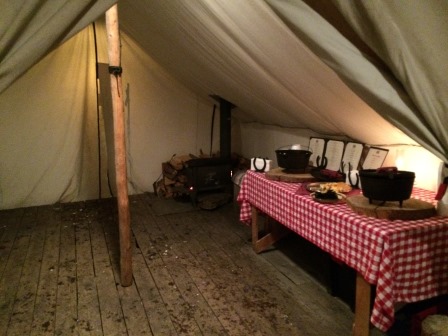 Chili and popcorn setup