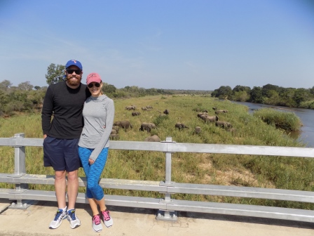 Us with a herd of elephants behind us. I could have watched them play for hours!