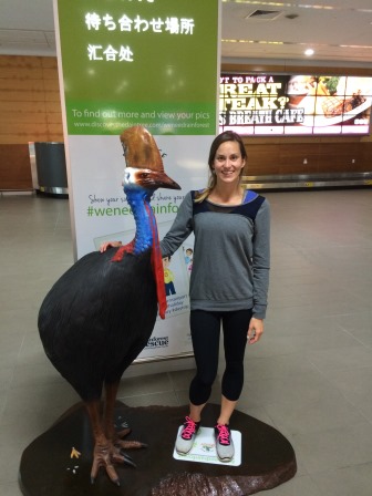 Arriving at the Cairns airport to be greeted by a cassowary!