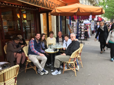 Having drinks with my aunt and uncle and their friends in Paris