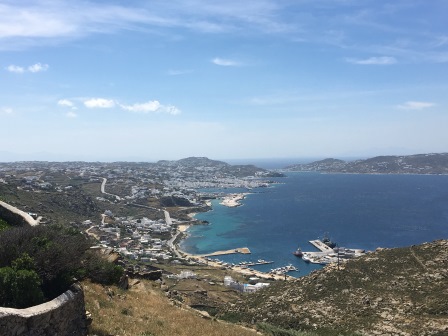 View back to Mykonos town from the lighthouse