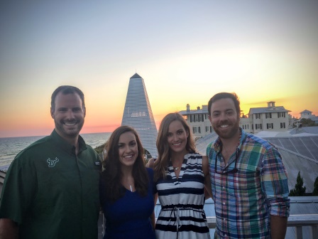 With our friends enjoying happy hour and the sunset!